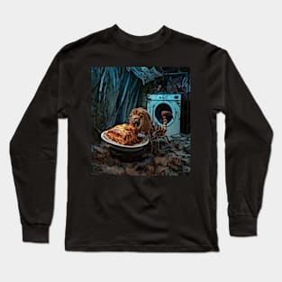 watercolor locust with lions head eating lasagna Long Sleeve T-Shirt